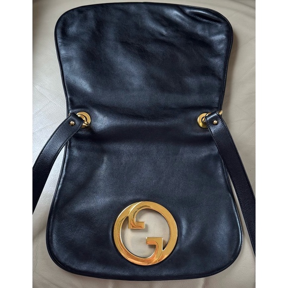 Certified Authentic Vintage Gucci Blondie Black Leather Flap Shoulder Bag, COA - Picture 2 of 11